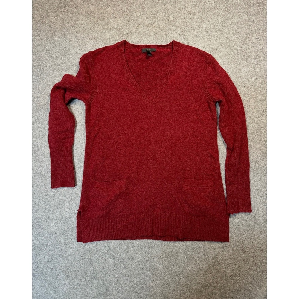 J.Crew V-Neck Tunic Sweater Small‎ Burgundy Soft Knit Side Slits